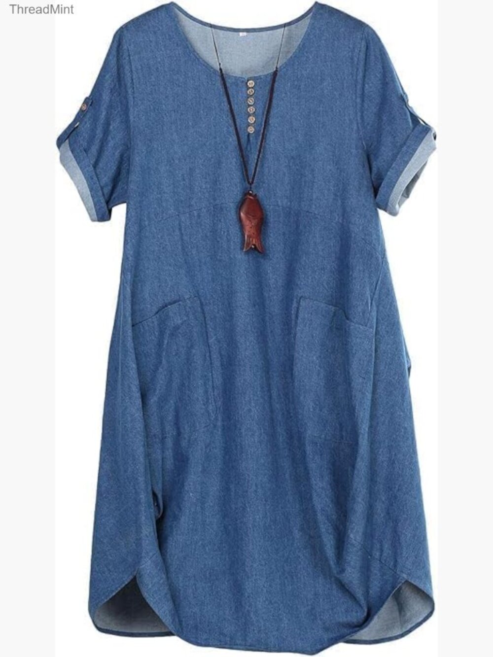 Women's Oversize Ruffle Casual Midi Dress with Pockets